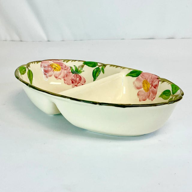 American Mid-Century Americana Boho Chic Franciscan Desert Rose Oval Divided Serving Bowl For Sale - Image 3 of 10