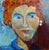 Red Contemporary "Lady With the Pearl Earring" Portrait Oil Painting For Sale - Image 8 of 8