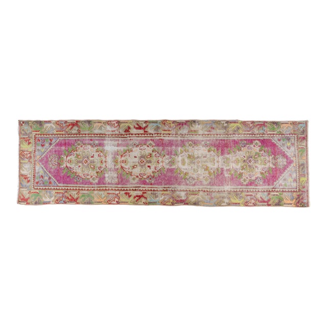 Vintage Wool Turkish Handmade Runner For Sale