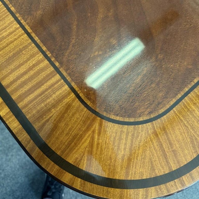 Late 20th Century Baker Furniture Stately Homes Collection Georgian Flamed Mahogany Dining Table With Leaf For Sale - Image 10 of 14