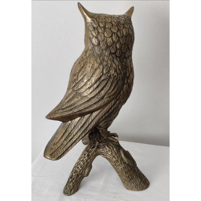Mid-Century Modern 1960s Mid-Century Modern Monumental Brass Owl Sculpture For Sale - Image 3 of 13
