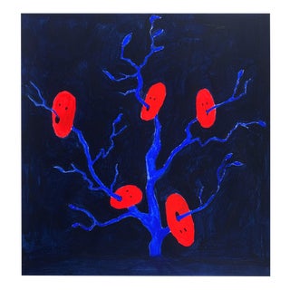 Waleria Matelska, Red Masks, 2024, Acrylic on Paper For Sale