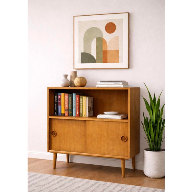 1960s Mid Century Modern Oak Bookcase | Danish MCM Storage Cabinet, C. 1960’s For Sale - Image 5 of 12