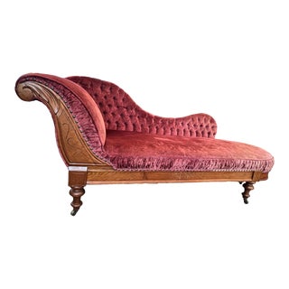 Early 1900s Chesterfield Style Tufted Late Victorian Chaise Lounge For Sale