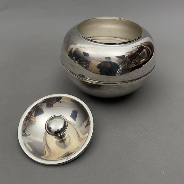 Vintage Spherical Silverplated Ice Bucket For Sale - Image 4 of 11