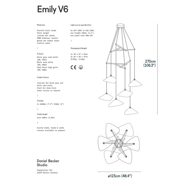 Daniel Becker 'Emily Vertikal 6' Chandelier in Matte White for Moss Objects For Sale In Los Angeles - Image 6 of 12