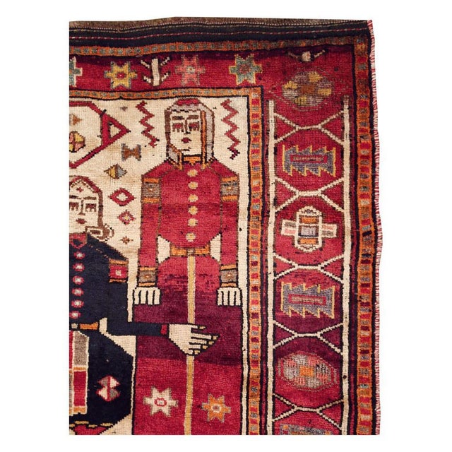 Tribal Galerie Shabab Collection Mid-20th Century Persian Pictorial Bakhtiari Tribal Gallery Rug For Sale - Image 3 of 9