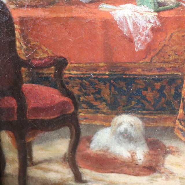 Scene Between Girls, 19th Century, Oil Painting on Canvas, Framed For Sale - Image 14 of 18