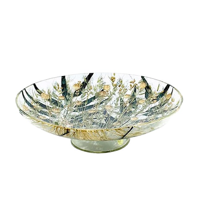 Vintage Acrylic Glass Bowl with Wheat Inclusions, 1970s For Sale