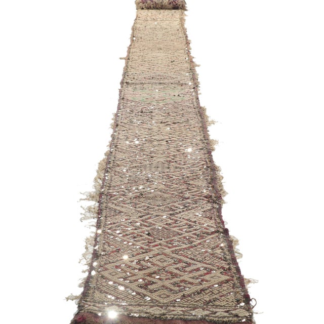 Late 20th Century Vintage Moroccan Sequined Wedding Aisle Runner, 01'06 X 26'08 For Sale - Image 5 of 10