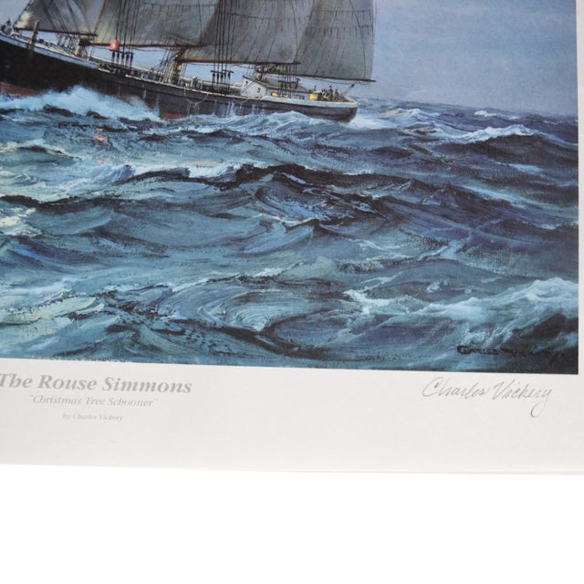 Artist Proof the Rouse Simmons "Christmas Tree Schooner" Offset Lithograph by Charles Vickery For Sale - Image 4 of 8