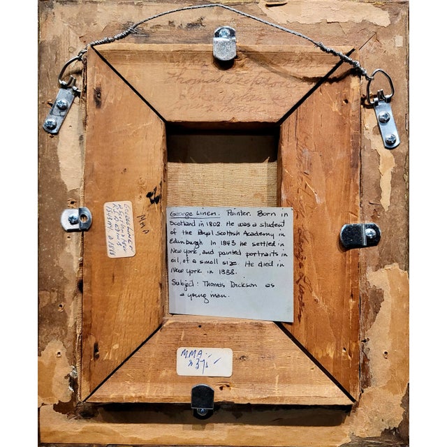 Black George Linen -Cabinet Portrait of a Young Scottish-19th Century Oil Painting For Sale - Image 8 of 11