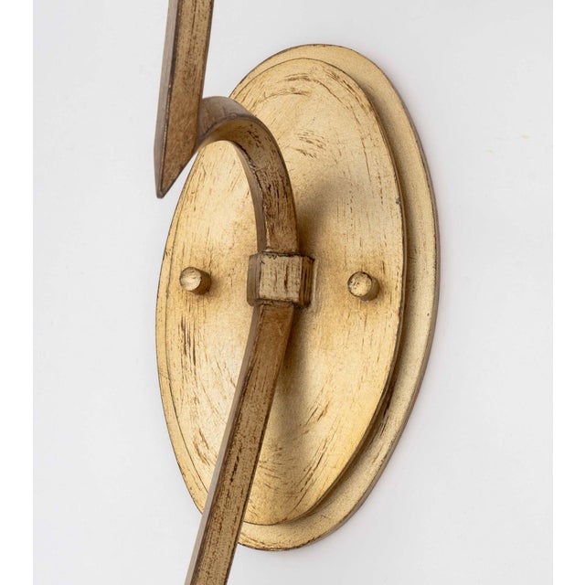 Gold Hollywood Regency Style Gilt Wall Sconces, Pair For Sale - Image 8 of 9