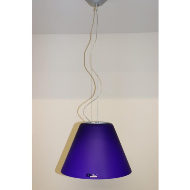 Late 20th Century Mid-Century Modern Murano Blue Glass Pendant Lamp For Sale - Image 5 of 10