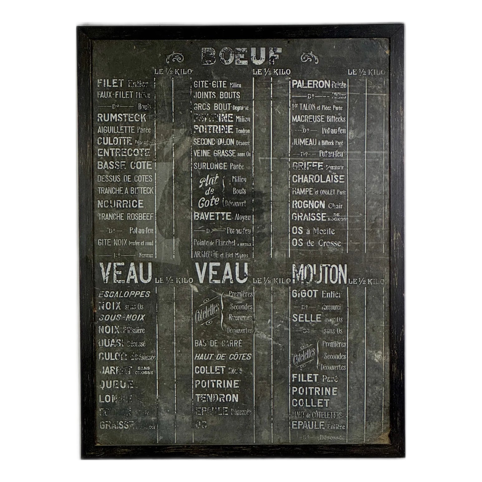 Vintage Framed French Bar Menu Sign, Le Gamin Country | Chairish