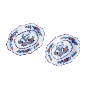 Antique Anglo Japanese Cabana Style Ceramics from Copeland & Garrett, Set of 2