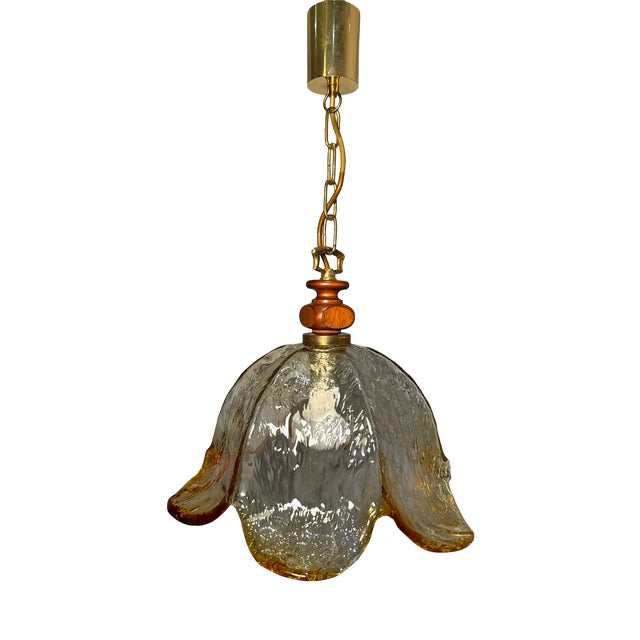 Vintage Glass Pendant Lamp, Italy, 1960s For Sale