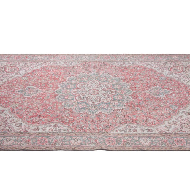 1960s Vintage Floral Oushak Rug - 6′10″ × 10′2″ For Sale - Image 4 of 6