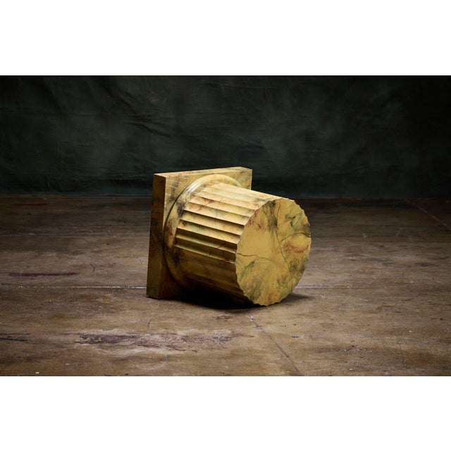 Marbled Pedestal or End Table, 1980s For Sale - Image 4 of 4