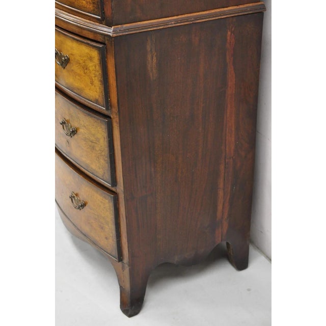19th C English George II Burl Walnut Chest on Chest Dresser Chest of 8 Drawers For Sale - Image 9 of 13