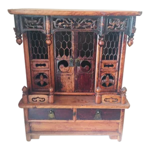 Chinese Qing Dynasty Shrine Wooden Cabinet Huanguali