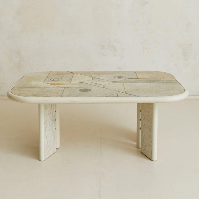 Dutch Brutalist Stone + Metal Inlay Coffee Table in Manner of Paul Kingma, 1970s For Sale - Image 12 of 18