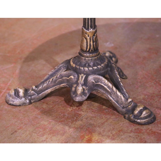 Early 20th Century French Bistro Table With Faux Marble Top and Brass Rim For Sale - Image 4 of 8