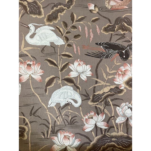 Traditional Schumacher 172934 Lotus Garden Mocha Fabric 8 Yards For Sale - Image 3 of 8
