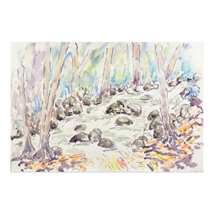 'Saratoga Creek, Wildwood Park' by Donald Geoffroy, Large California Watercolor Landscape