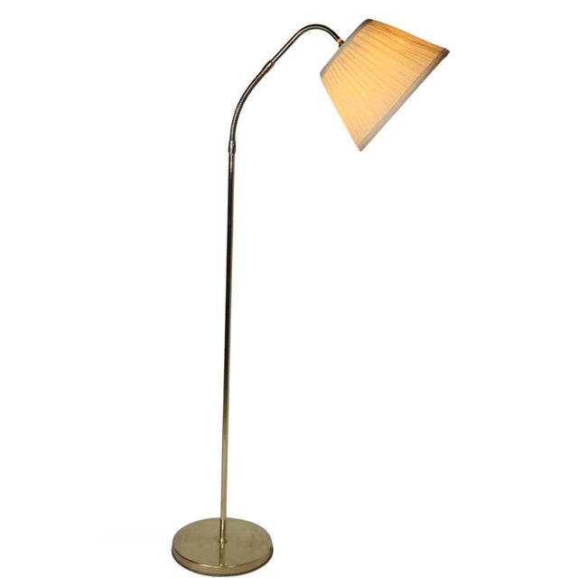 Mid-Century Modern Mid 20th Century Brass Gooseneck Floor Lamp For Sale - Image 3 of 15