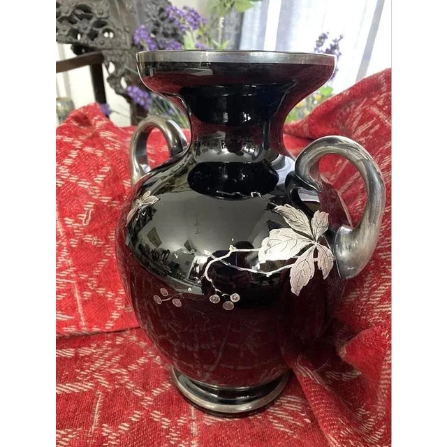 One of the most beautiful silver overlay pieces I've owned. Antique Large Handled Art Nouveau Silver Overlay Butterfly...