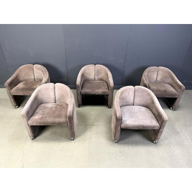 Brown PS142 Easy Chairs attributed to Eugenio Gerli for Tecno, 1970s, Set of 5 For Sale - Image 8 of 11