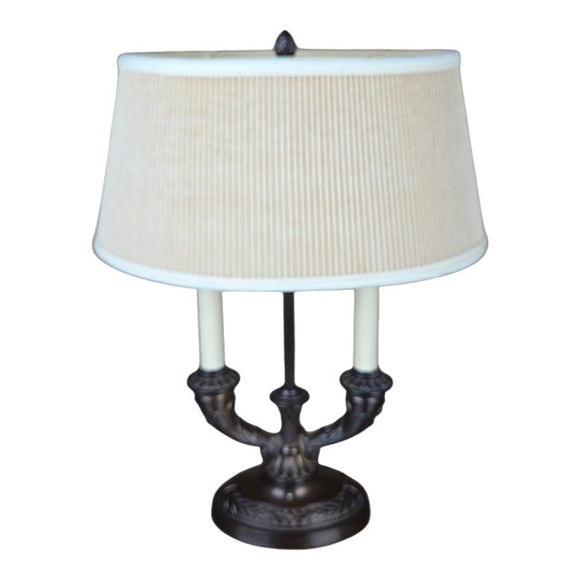 Vintage 1998 Frederick Cooper "Trevor" Dark Bronze & Brass Bouillotte Table Lamp For Sale