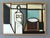 FIGURE IN CONSTRUSTED ROOM Size: 16.3 x 22.2 inches (including frame) Oil on canvas A very striking mid-century modern...