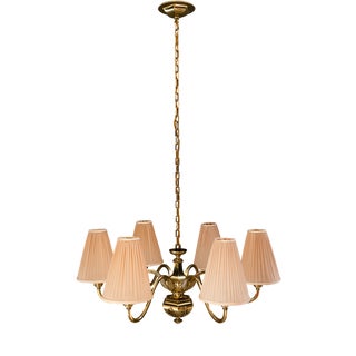 Art Deco Chandelier with Fabric Shades, Vienna, 1920s For Sale