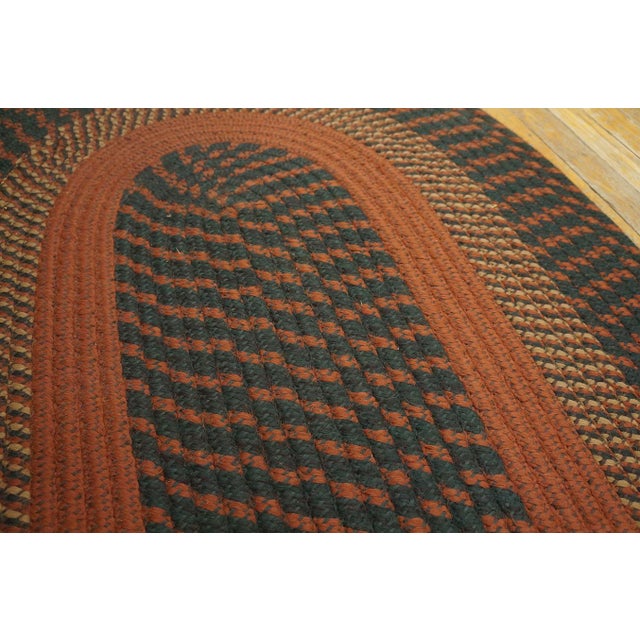 American 1950s Multicolor Geoemtric Antique American Braided Rug 2'8" X 4'3" Handmade Wool Carpet For Sale - Image 3 of 6