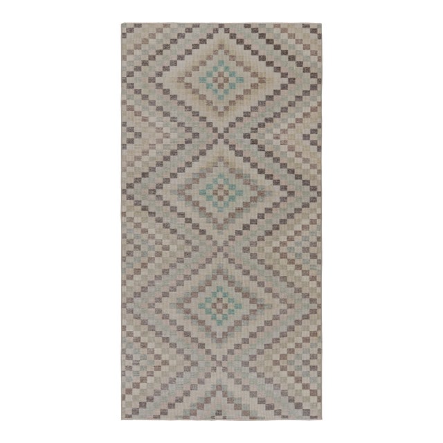 Vintage Zeki Müren Runner Rug, With Geometric Patterns, From Rug & Kilim For Sale