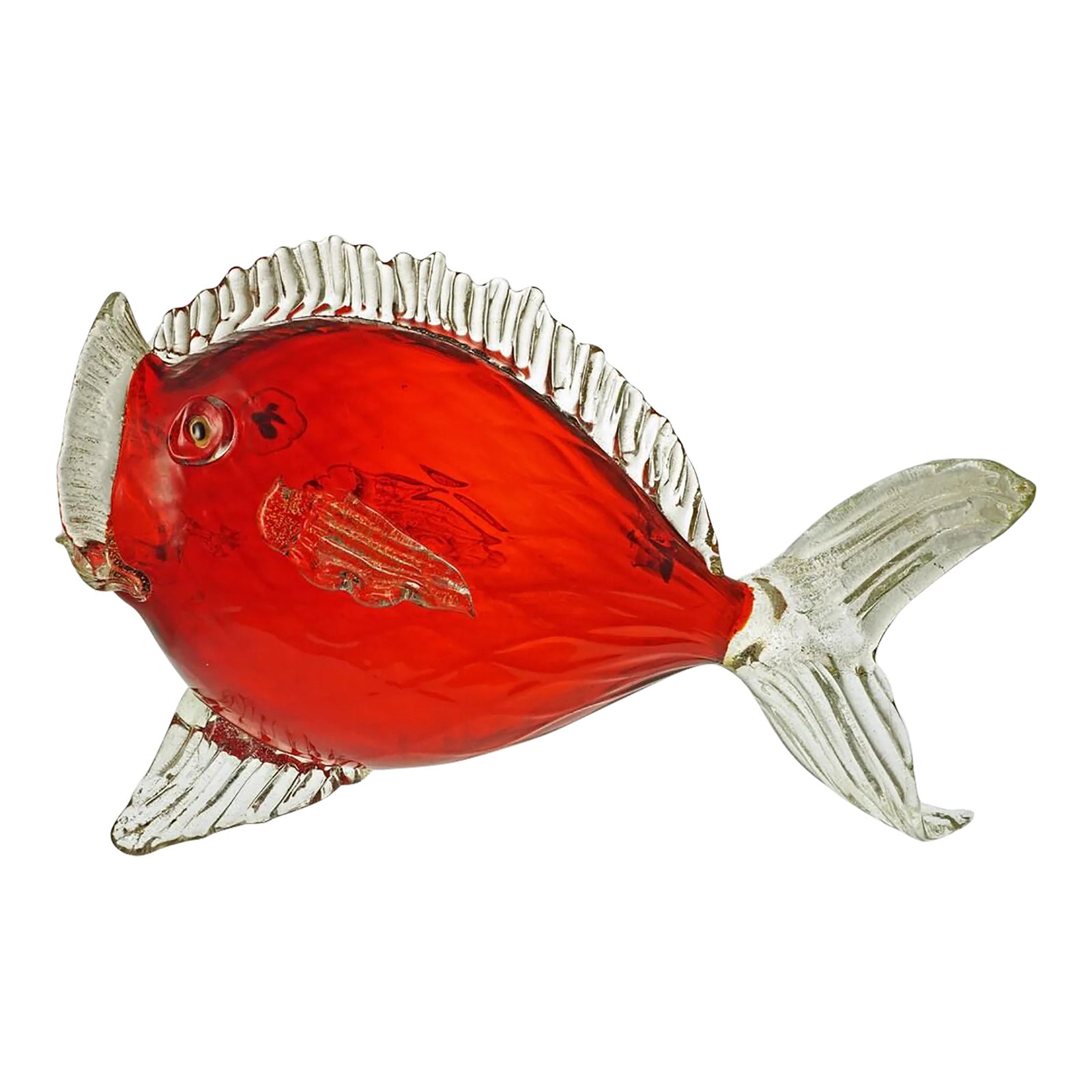 1950s Fish Red Glass Large | Chairish