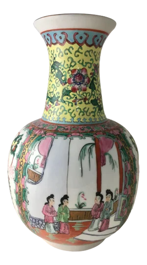 Famille Rose Chinese Vignette Vase