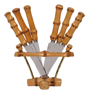 Bamboo Fruit Cutlery in Holder, Solingen, Germany, 1950s