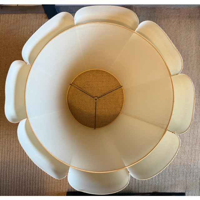 1960s Mid-Century Modern Tole Safran & Glucksman Floral Table Lamp and Scalloped Silk Shade - 38" Tall For Sale - Image 15 of 17