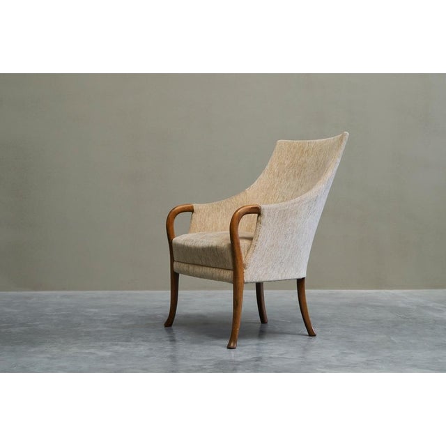 Mid-Century Armchair in Wool and Beech, Europe, 1950s For Sale - Image 12 of 14