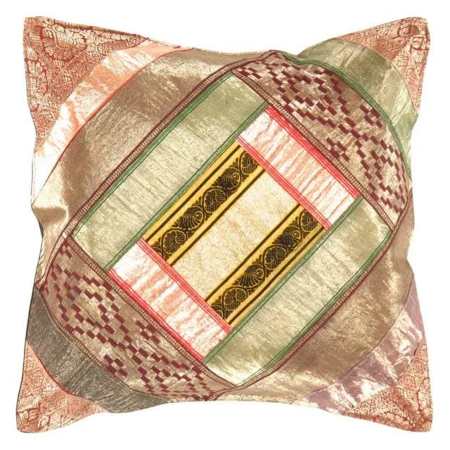 Asian Decorative Pillow Covers Sari Silk For Sale - Image 3 of 3