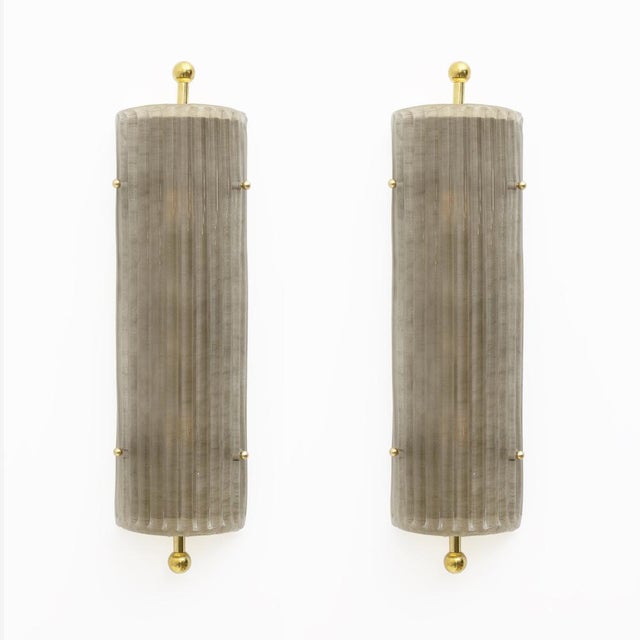 Art Deco Style Smoked Murano Glass and Brass Sconces, 2000, Set of 2 For Sale - Image 10 of 10