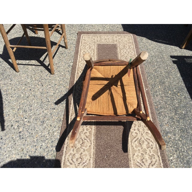 Textile Vintage Rush Seat Spindle Back Side Chairs Set of 3 For Sale - Image 7 of 10