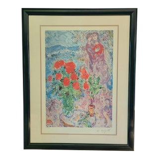 Marc Chagall Les Coquelicots Limited Edition Lithograph Signed Numbered Framed For Sale