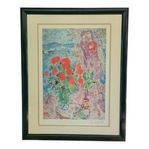 Marc Chagall Les Coquelicots Limited Edition Lithograph Signed Numbered Framed