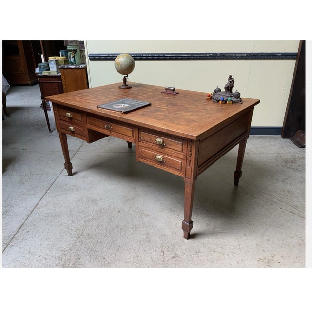 Brown Antique Art Nouveau Double-Sided Desk, 1915 For Sale - Image 8 of 12