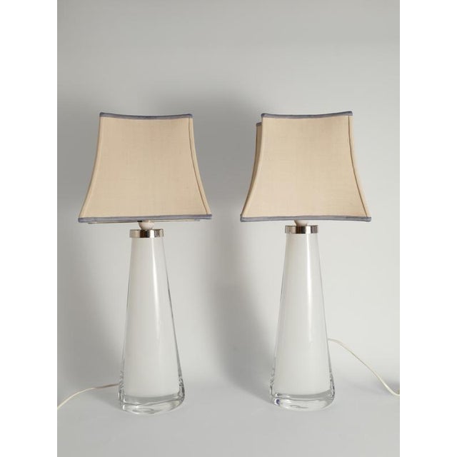 White Crystal Glass Table Lamps by Carl Fagerlund for Orrefors, 1960s, Set of 2 For Sale - Image 6 of 13
