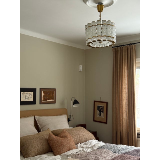 Brass and Crystal Tubes Pendant by Tyringe Konsthantverk (Tyringe Crafts), Sweden. The Crystal Glass made by Swedish...